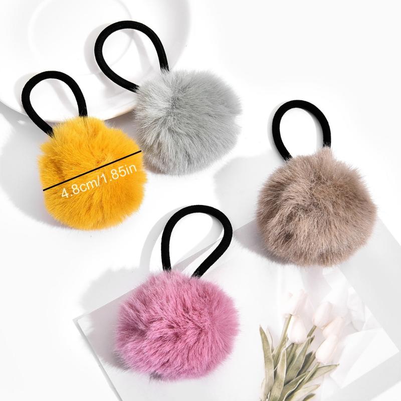 Thick Woven Pom Pom Hair Elastics Ties Rubber Bands
