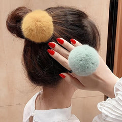 Thick Woven Pom Pom Hair Elastics Ties Rubber Bands