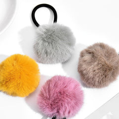 Thick Woven Pom Pom Hair Elastics Ties Rubber Bands