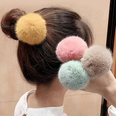 Thick Woven Pom Pom Hair Elastics Ties Rubber Bands