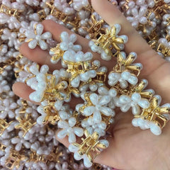 Retro Faux Pearl Daisy Hair Clip - Sweet Hair Accessories