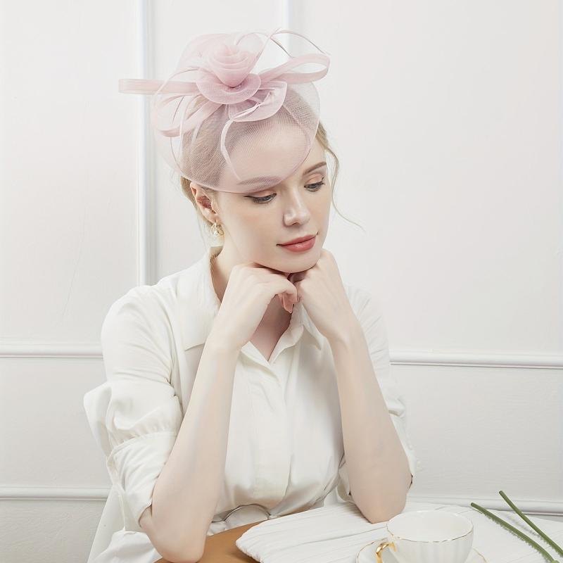 Women Flower Mesh Veil Headband for Wedding Hat Derbyhat Church Hat