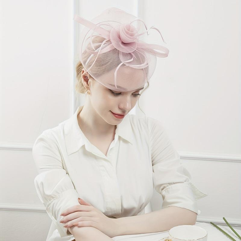 Women Flower Mesh Veil Headband for Wedding Hat Derbyhat Church Hat