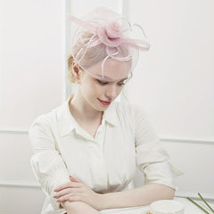 Women Flower Mesh Veil Headband for Wedding Hat Derbyhat Church Hat