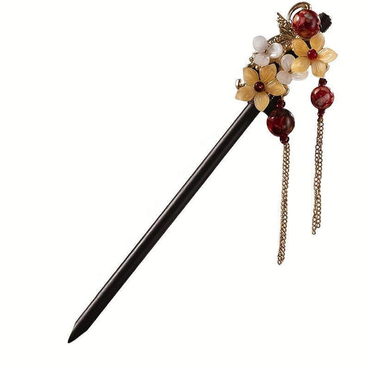 Ancient Flower Hairpin Chinese Style Hair Stick Pendant Ponytail Holder