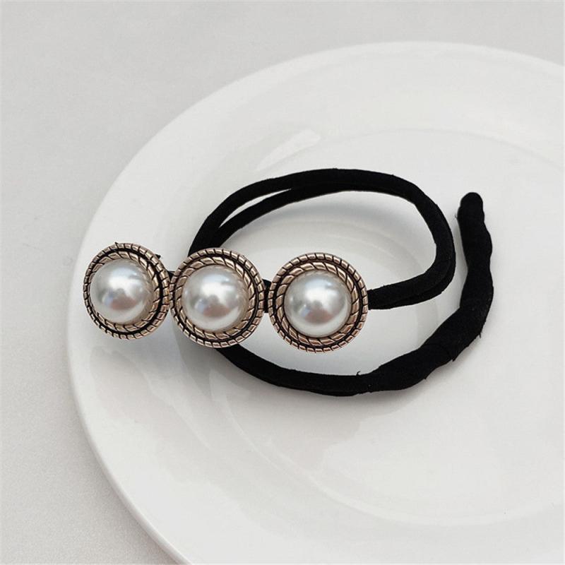 Flower & Pearl Hair Bun Maker Tie Wedding Hair Accessory