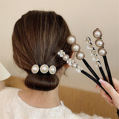 Flower & Pearl Hair Bun Maker Tie Wedding Hair Accessory