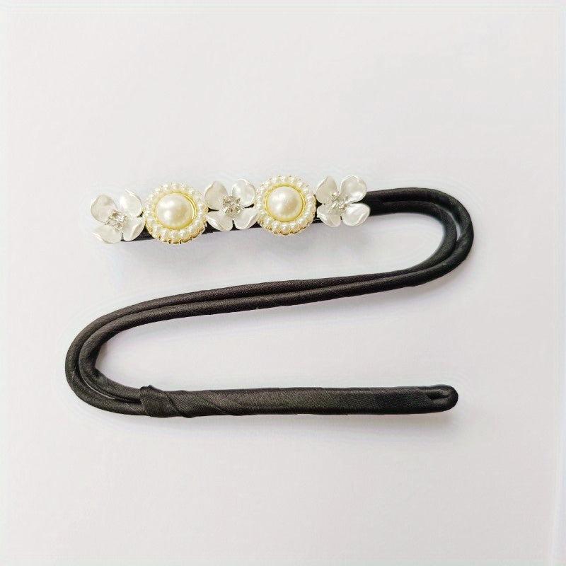 Flower & Pearl Hair Bun Maker Tie Wedding Hair Accessory