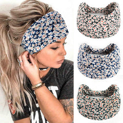 Daisy Printed Boho Headbands Elastic Headband Stylish Wrap Headbands