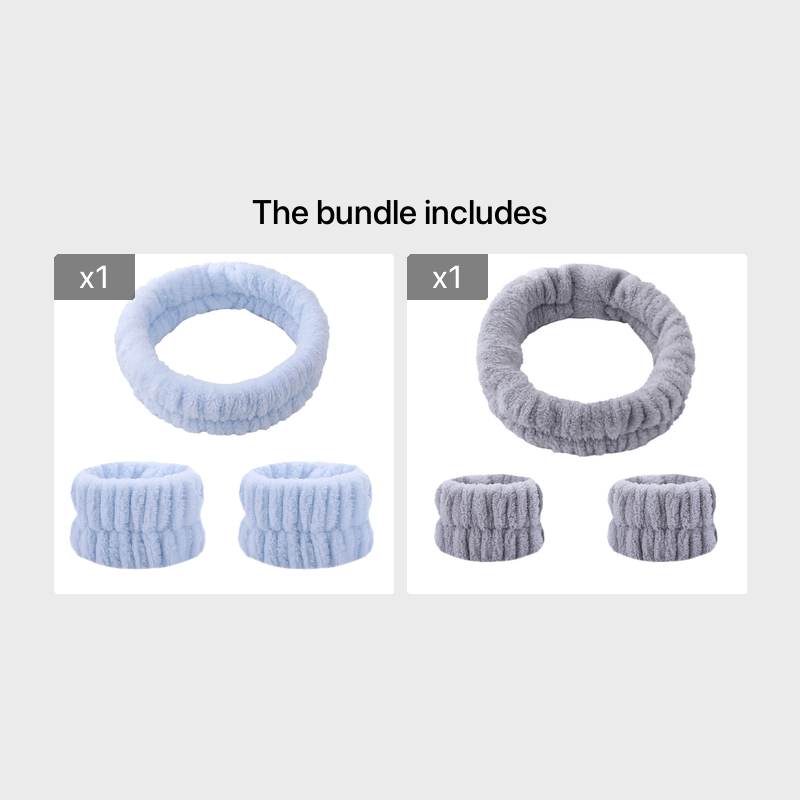 2 Pcs Wrist Wash Bands & 1 Pcs Face Washing Headband Set