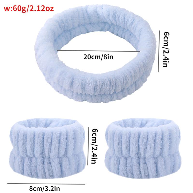 2 Pcs Wrist Wash Bands & 1 Pcs Face Washing Headband Set
