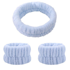2 Pcs Wrist Wash Bands & 1 Pcs Face Washing Headband Set