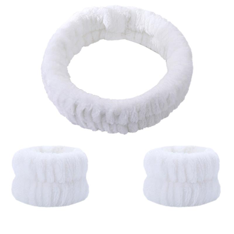 2 Pcs Wrist Wash Bands & 1 Pcs Face Washing Headband Set