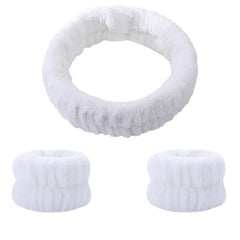 2 Pcs Wrist Wash Bands & 1 Pcs Face Washing Headband Set