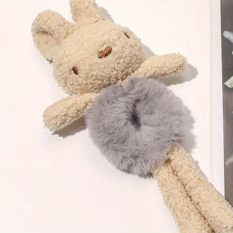 Plush Rabbit Hair Tie Bun Maker Elastic Scrunchie