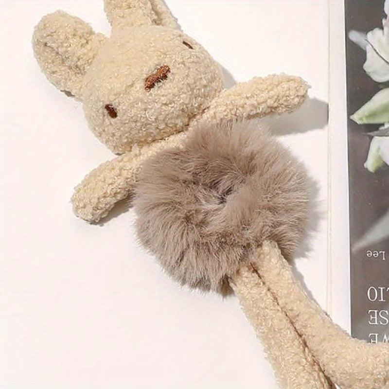 Plush Rabbit Hair Tie Bun Maker Elastic Scrunchie