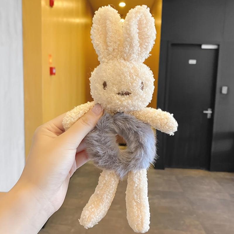 Plush Rabbit Hair Tie Bun Maker Elastic Scrunchie