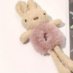 Plush Rabbit Hair Tie Bun Maker Elastic Scrunchie