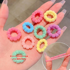 100PCS Plush Intestine Hair Tie Set Furry Scrunchies Pack Women Elastic Hair Ban