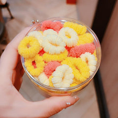 100PCS Plush Intestine Hair Tie Set Furry Scrunchies Pack Women Elastic Hair Ban
