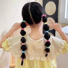 100PCS Plush Intestine Hair Tie Set Furry Scrunchies Pack Women Elastic Hair Ban