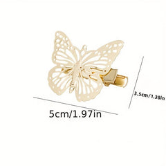 6 Pcs Golden Butterfly Hair Clips Metal Butterfly Duck Billed Clip Barrettes