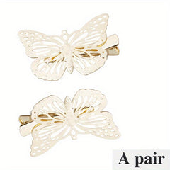 6 Pcs Golden Butterfly Hair Clips Metal Butterfly Duck Billed Clip Barrettes