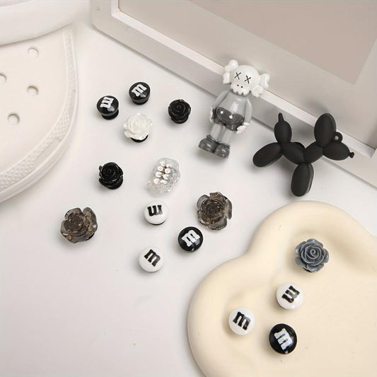 17pcs Cartoon & Flower Shoe Charms Resin Accessories