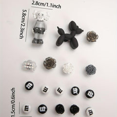 17pcs Cartoon & Flower Shoe Charms Resin Accessories