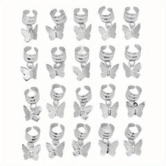 20pcs Butterfly Tassel Hair Ring Side Hair Dreadlock Accessories