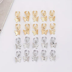 20pcs Butterfly Tassel Hair Ring Side Hair Dreadlock Accessories