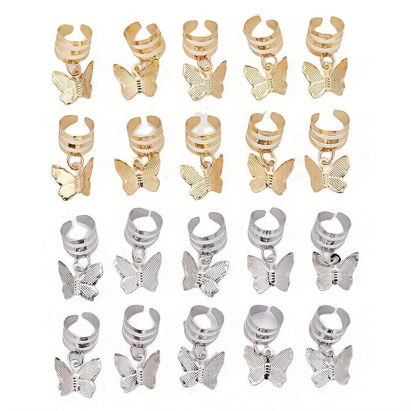 20pcs Butterfly Tassel Hair Ring Side Hair Dreadlock Accessories