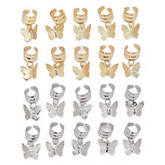 20pcs Butterfly Tassel Hair Ring Side Hair Dreadlock Accessories
