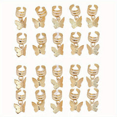20pcs Butterfly Tassel Hair Ring Side Hair Dreadlock Accessories