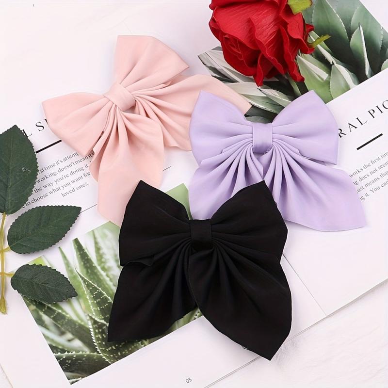 Sweet Bow Knot Hair Clip Duck Billed Clip Barrette Solid Hair Clip