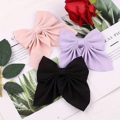 Sweet Bow Knot Hair Clip Duck Billed Clip Barrette Solid Hair Clip