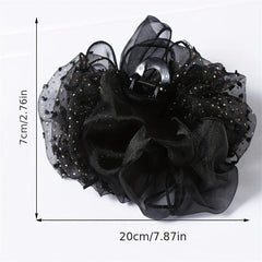 Organza Hair Claw Rhinestone Nonslip Ponytail Holder