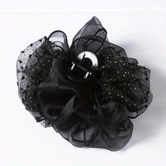 Organza Hair Claw Rhinestone Nonslip Ponytail Holder