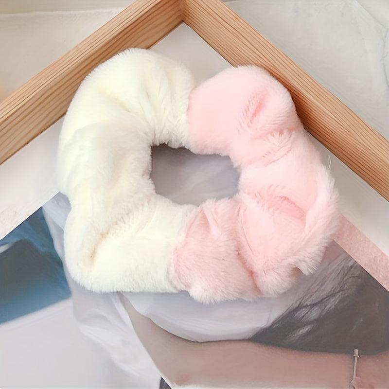 3pcs Plush Block Scrunchie Fluffy Hair Tie Minimalist Hair Accessory