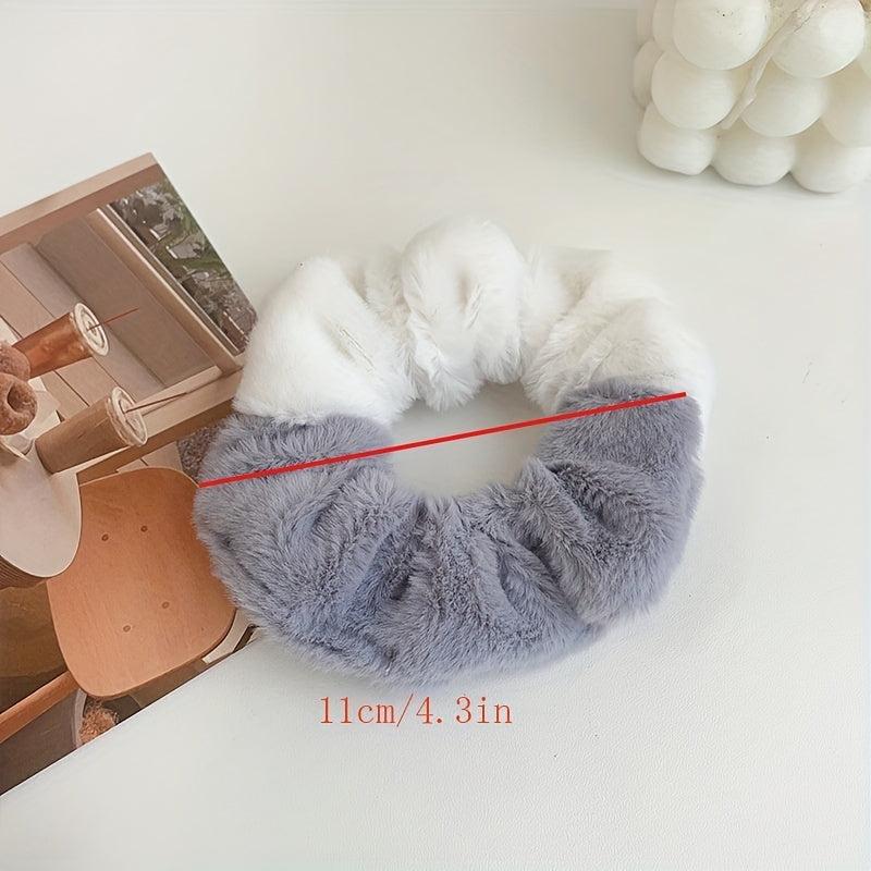 3pcs Plush Block Scrunchie Fluffy Hair Tie Minimalist Hair Accessory