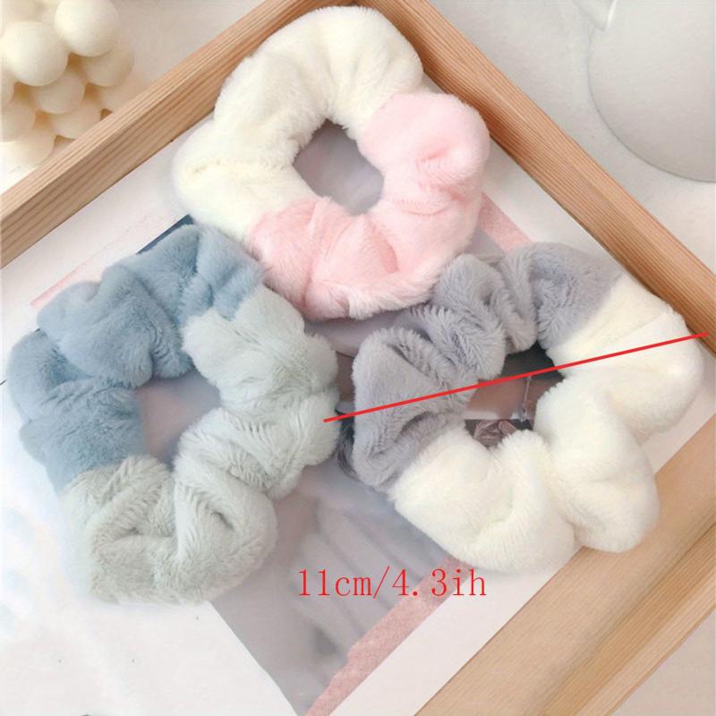 3pcs Plush Block Scrunchie Fluffy Hair Tie Minimalist Hair Accessory