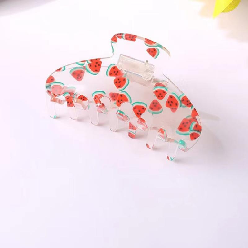 Colorful Flowers Fruits Heart Print Hair Clip Strong Hold Grip Hair Jaw Clip