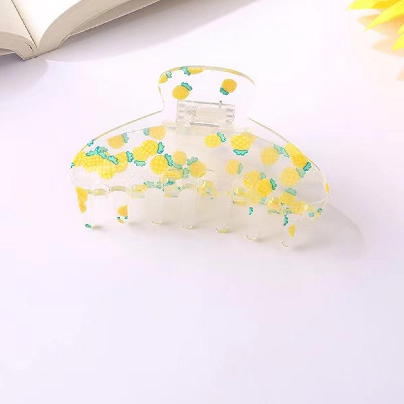 Colorful Flowers Fruits Heart Print Hair Clip Strong Hold Grip Hair Jaw Clip