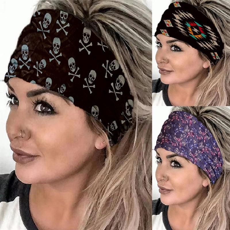 Skull Printed Wide Hairband for Halloween