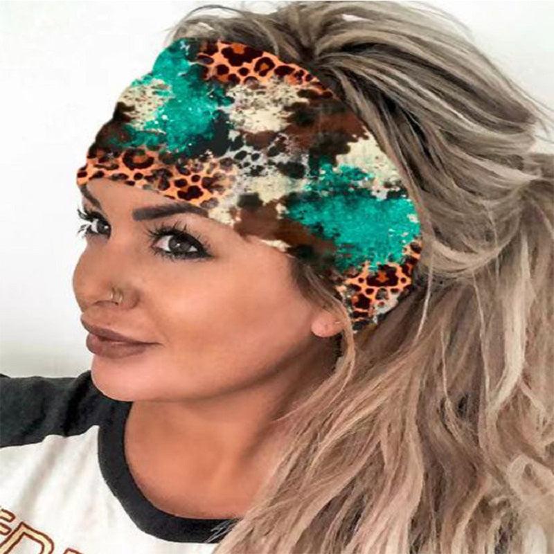 Leopard Print Stretchy Boho Style Sweatband