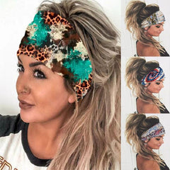 Leopard Print Stretchy Boho Style Sweatband