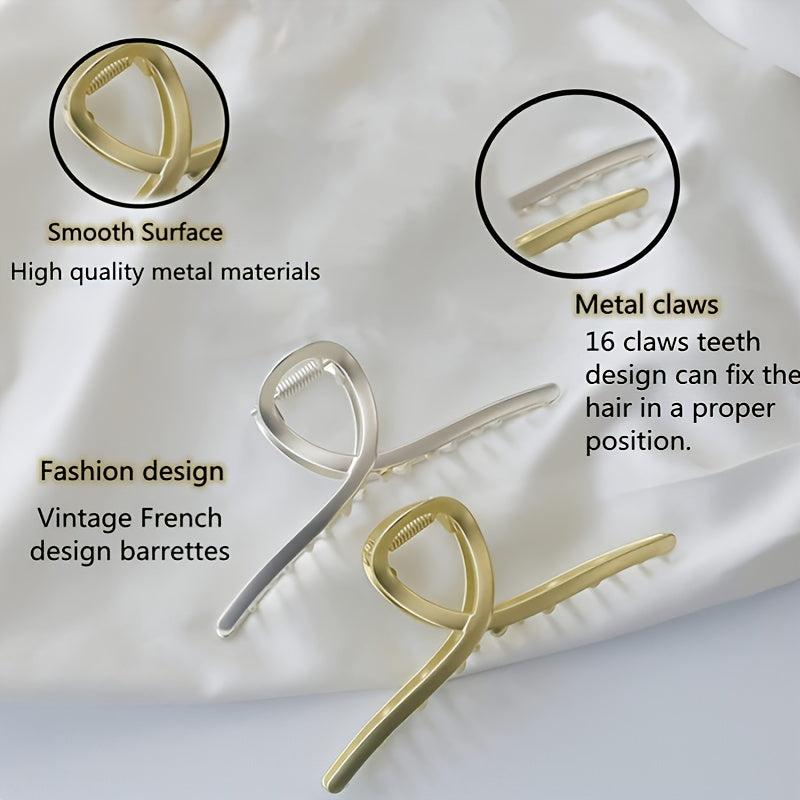 Golden Silver Metal Hair Clips For Women Big Hair Clips Nonslip Metal Hair Claw