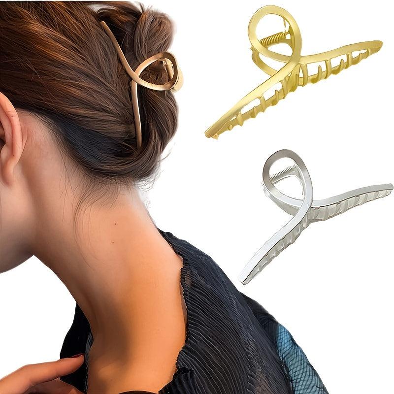 Golden Silver Metal Hair Clips For Women Big Hair Clips Nonslip Metal Hair Claw