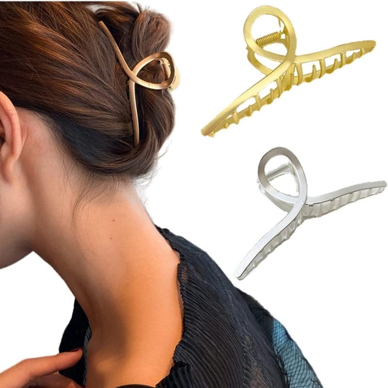 Golden Silver Metal Hair Clips For Women Big Hair Clips Nonslip Metal Hair Claw