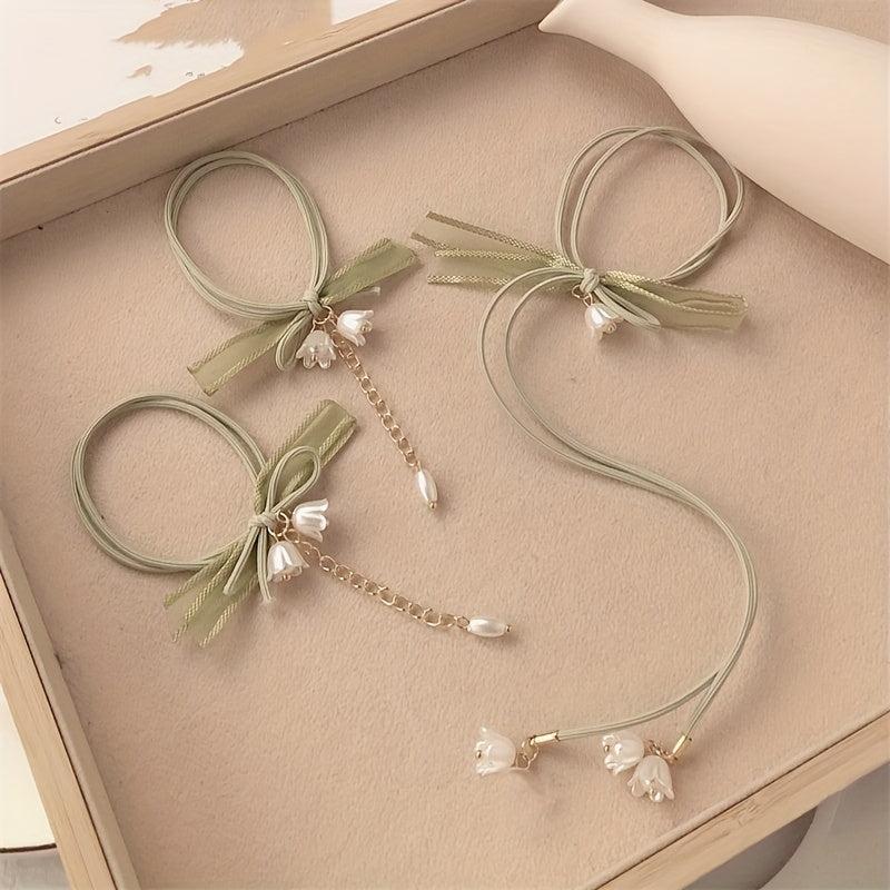Elastic Bell Orchid Hair Tie Ribbon Hair Accessories